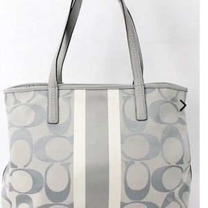 Coach Hampton Grey Signature & Leather Tote